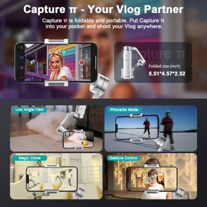 FUNSNAP Capture π Arm aus Aluminiumlegierung 3-Achsen-Handy-Gimbal, Capture π Basic, Capture π Combo – Bild 11