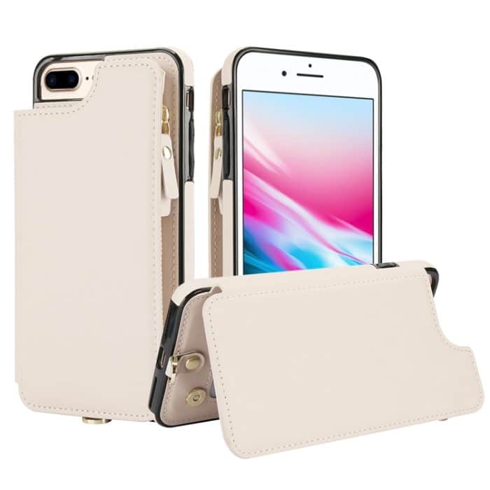 EDA007392928A.jpg RFID-Telefonhülle aus Leder mit doppeltem Reißverschluss und kurzem Umhängeband, For iPhone 8 Plus / 7 Plus – Bild 1