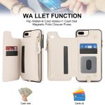 RFID-Telefonhülle aus Leder mit doppeltem Reißverschluss und kurzem Umhängeband, For iPhone 8 Plus / 7 Plus – Bild 4