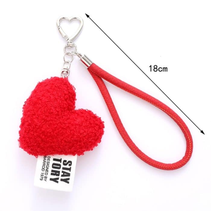 Imitation Wolle Plüsch Herz Schlüsselanhänger Handy Handgelenk Lanyard – Bild 3