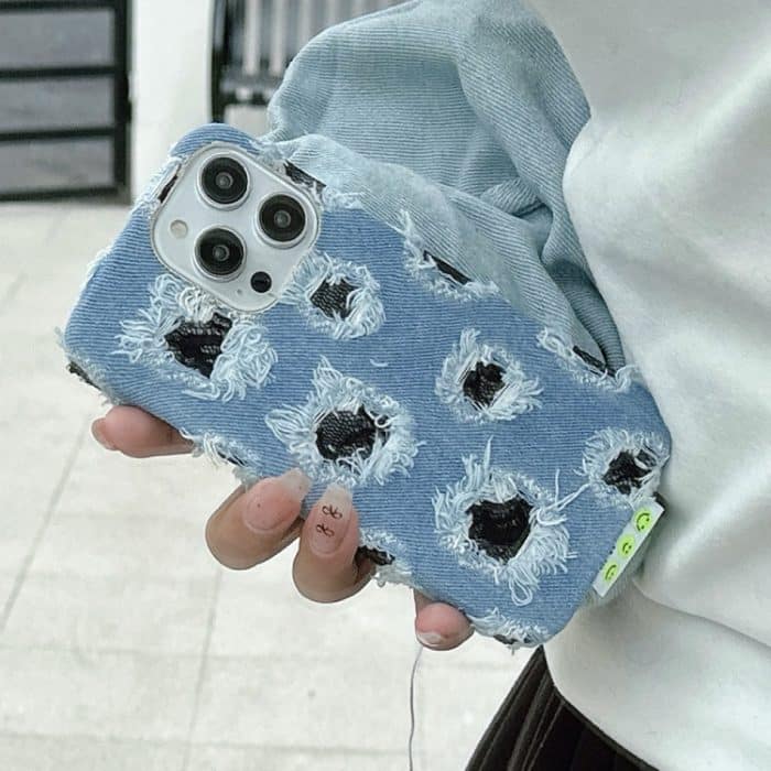 Kreative PU-Telefonhülle aus schwarzem Denim mit mehreren Löchern und Spitze, For iPhone 16 Pro Max, For iPhone 16 Pro, For iPhone 16 Plus, For iPhone 16, For iPhone 15 Pro Max, For iPhone 15 Pro, For iPhone 15 Plus, For iPhone 15, For iPhone 14 Plus... – Bild 6