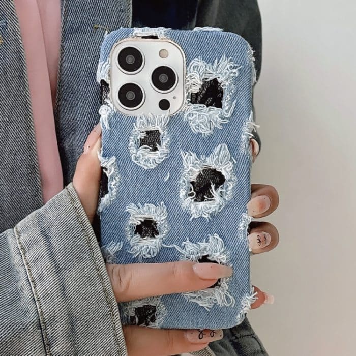 Kreative PU-Telefonhülle aus schwarzem Denim mit mehreren Löchern und Spitze, For iPhone 16 Pro Max, For iPhone 16 Pro, For iPhone 16 Plus, For iPhone 16, For iPhone 15 Pro Max, For iPhone 15 Pro, For iPhone 15 Plus, For iPhone 15, For iPhone 14 Plus... – Bild 7