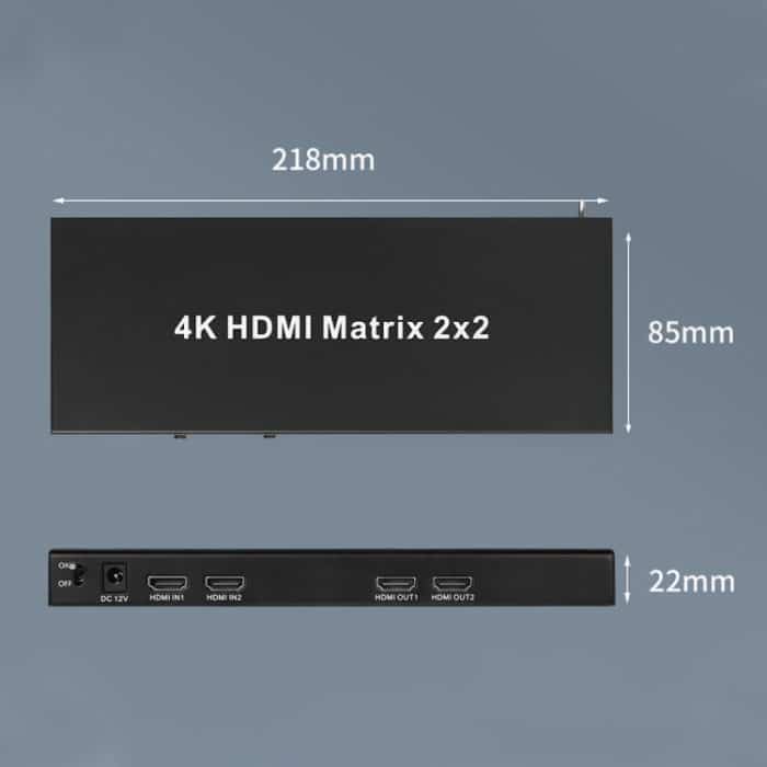 Measy MT4322 4K 30Hz 2 In 2 Out HDMI Matrix Switch unterstützt nahtloses Umschalten, EU Plug, US Plug, UK Plug, AU Plug – Bild 2