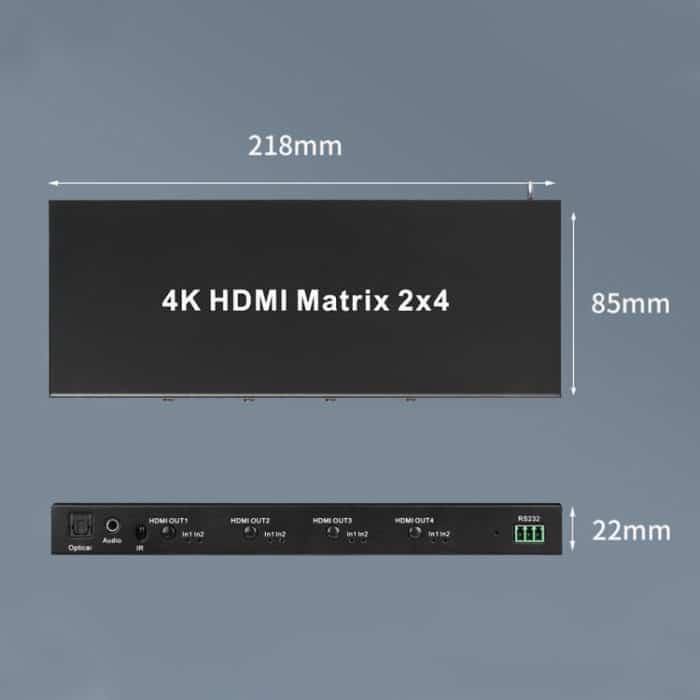 Measy MT4324 4K 30Hz 2 In 4 Out HDMI Matrix Switch unterstützt nahtloses Umschalten, EU Plug, US Plug, UK Plug, AU Plug – Bild 2