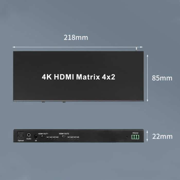 Measy MT4342 4K 30Hz 4 In 2 Out HDMI Matrix Switch unterstützt nahtloses Umschalten, EU Plug, US Plug, UK Plug, AU Plug – Bild 2