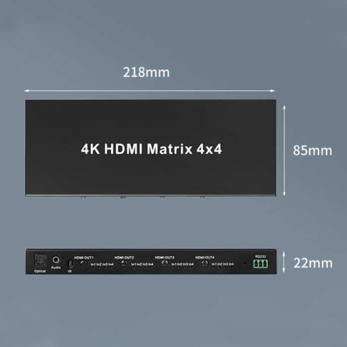 Measy MT4344 4K 30Hz 4 In 4 Out HDMI Matrix Switch unterstützt nahtloses Umschalten, EU Plug, US Plug, UK Plug, AU Plug – Bild 2