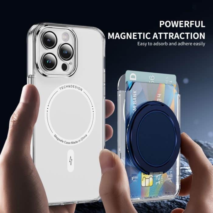 Transparente PC-Magnetkartentasche mit 360 Grad drehbarem Ringhalter – Bild 2