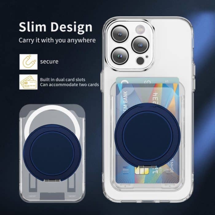 Transparente PC-Magnetkartentasche mit 360 Grad drehbarem Ringhalter – Bild 4