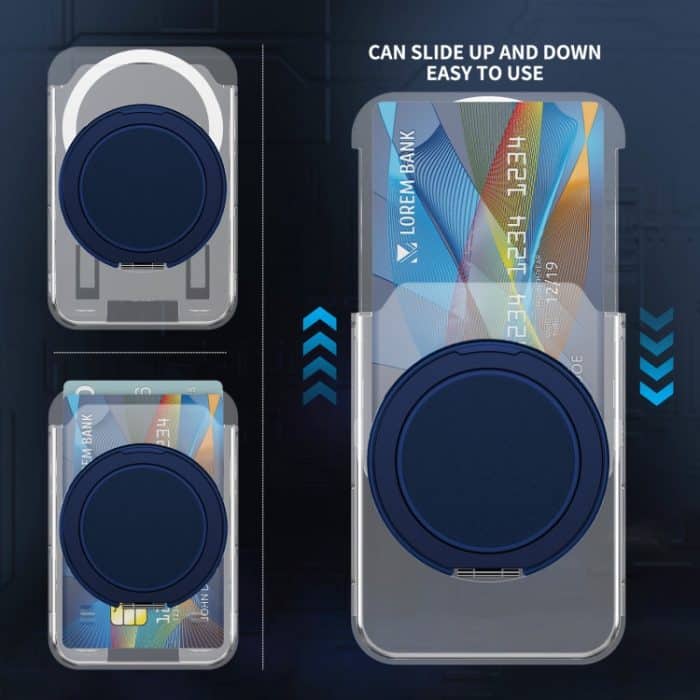 Transparente PC-Magnetkartentasche mit 360 Grad drehbarem Ringhalter – Bild 5