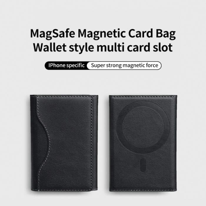 Dreifach faltbare Brieftasche, Telefonhalter, MagSafe, Kartentasche aus Leder – Bild 3