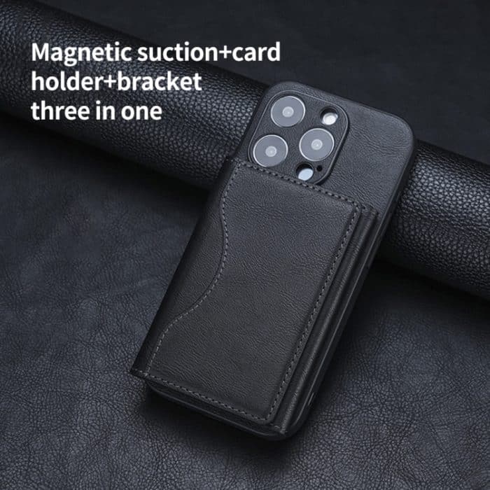 Dreifach faltbare Brieftasche, Telefonhalter, MagSafe, Kartentasche aus Leder – Bild 5