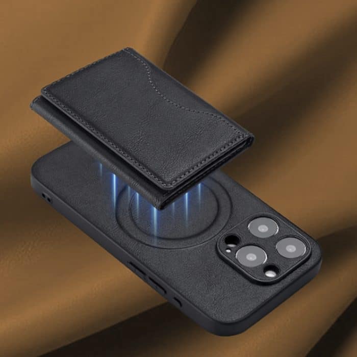Dreifach faltbare Brieftasche, Telefonhalter, MagSafe, Kartentasche aus Leder – Bild 8