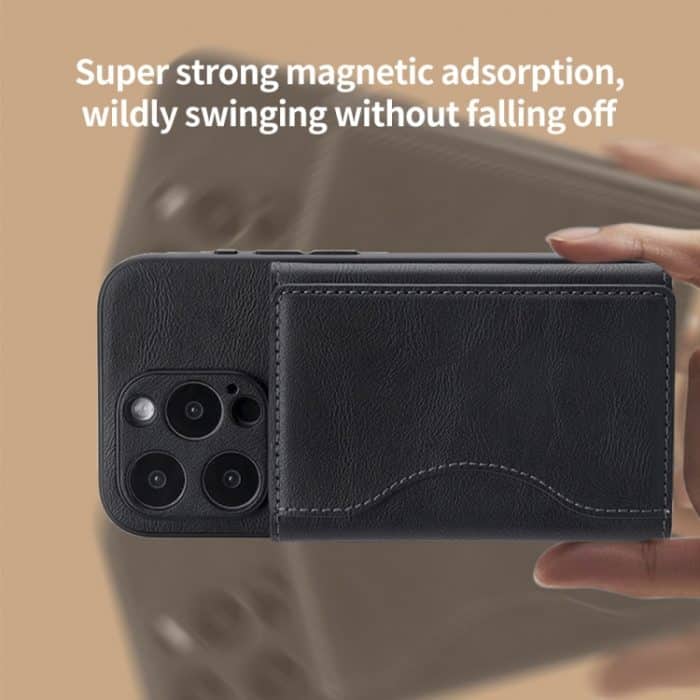 Dreifach faltbare Brieftasche, Telefonhalter, MagSafe, Kartentasche aus Leder – Bild 9