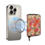 Denior V16 Flower MagSafe RFID Reißverschluss-Geldbörse Kartentasche