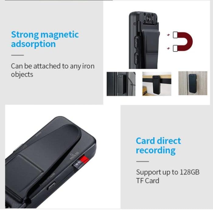 Z7 1080P HD Nachtsicht Magnetischer Videorecorder mit Rückclip, Z7 – Bild 10