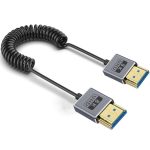 0,7 m gewickeltes koaxiales 8K 48 Gbps HDMI 2.1-Kabel, Straight to Straight, Upward Bend, Downward Bend, Right Bend, Left Bend