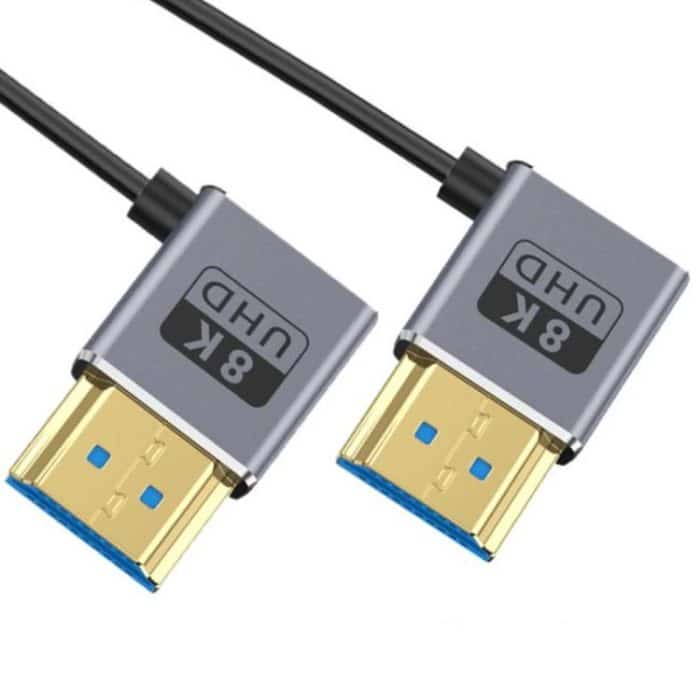 0,7 m gewickeltes koaxiales 8K 48 Gbps HDMI 2.1-Kabel, Right to Right Elbow, Right to Left Elbow, Left to Left Elbow – Bild 2