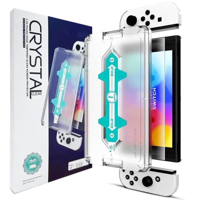 EDA007546302.jpg 2.5D Displayschutz aus gehärtetem Glas mit hoher Aluminiumschicht, For Nintendo Switch OLED, For Nintendo Switch – Bild 1