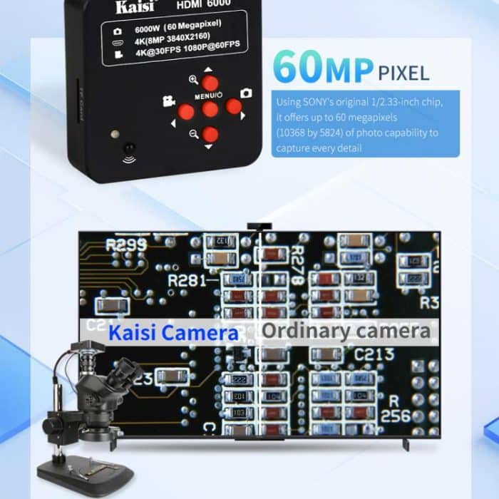 Kaisi HDMI 6000 HDMI/USB-Dualschnittstelle 60MP 4K Ultra HD Mikroskop-Industriekamera, US Plug, EU Plug – Bild 5