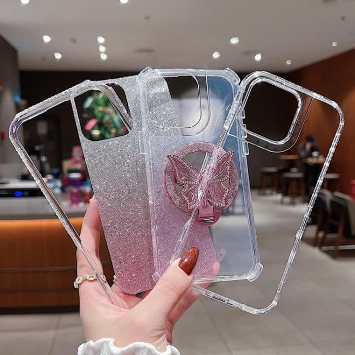 Spiegel Schmetterling Halter Glitter MagSafe Telefon Fall, For iPhone 13 Pro Max, For iPhone 13 Pro, For iPhone 13, For iPhone 12 – Bild 6