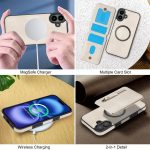 Reißverschluss-Geldbörse, geteilte MagSafe-Telefonhülle aus Leder mit Rückseite, For iPhone 16 Plus, For iPhone 16, For iPhone 15 Pro Max – Bild 5