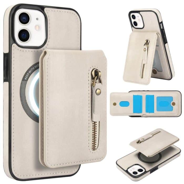 Reißverschluss-Geldbörse, geteilte MagSafe-Telefonhülle aus Leder mit Rückseite, For iPhone 12 / 12 Pro, For iPhone 12 Pro Max, For iPhone 12 mini – Bild 1