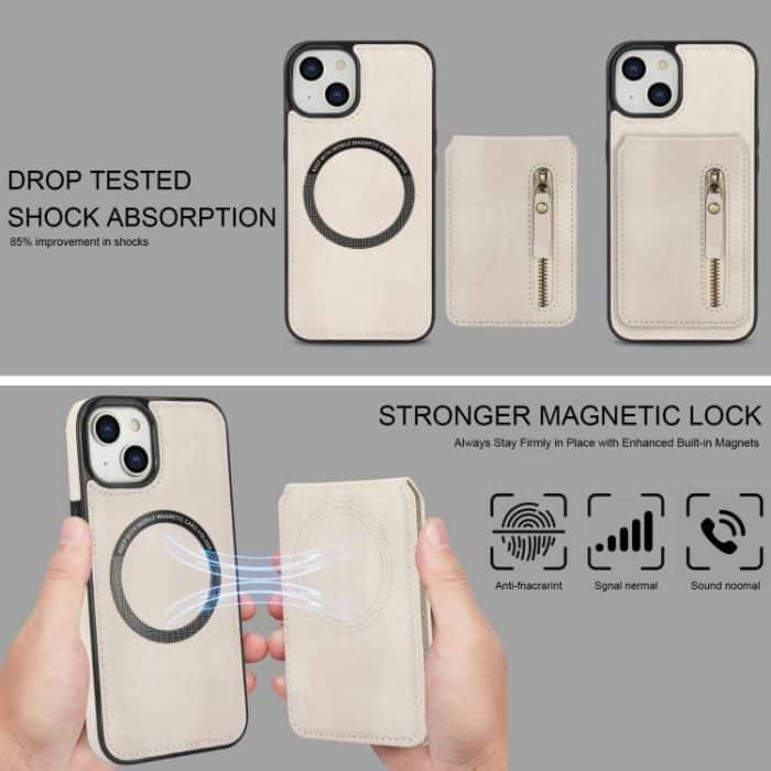 Reißverschluss-Geldbörse, geteilte MagSafe-Telefonhülle aus Leder mit Rückseite, For iPhone 12 / 12 Pro, For iPhone 12 Pro Max, For iPhone 12 mini – Bild 5