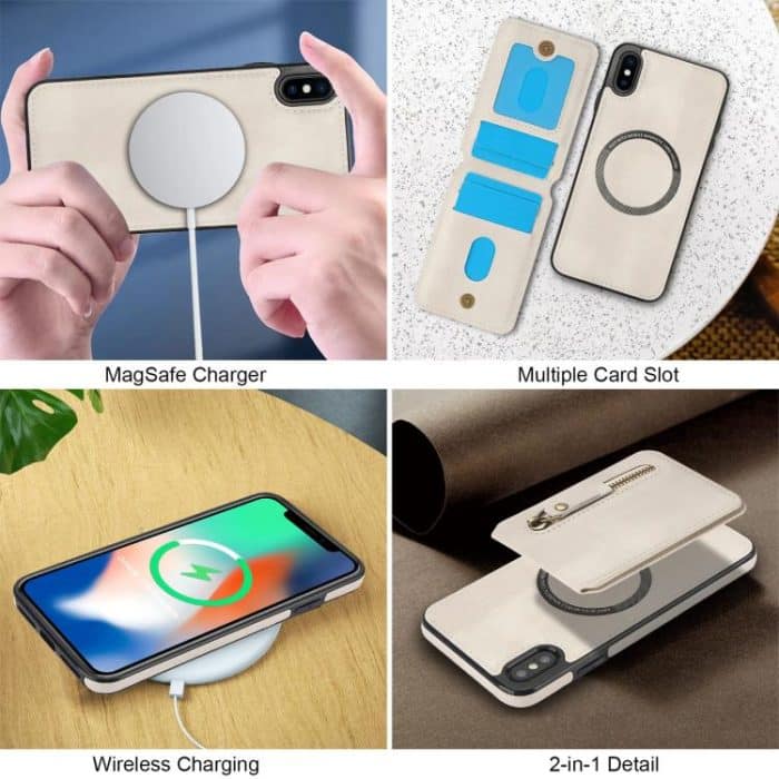 Reißverschluss-Geldbörse, geteilte MagSafe-Telefonhülle aus Leder mit Rückseite, For iPhone X / XS, For iPhone XR, For iPhone XS Max – Bild 5