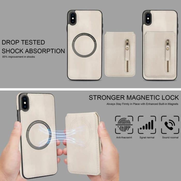 Reißverschluss-Geldbörse, geteilte MagSafe-Telefonhülle aus Leder mit Rückseite, For iPhone X / XS, For iPhone XR, For iPhone XS Max – Bild 7