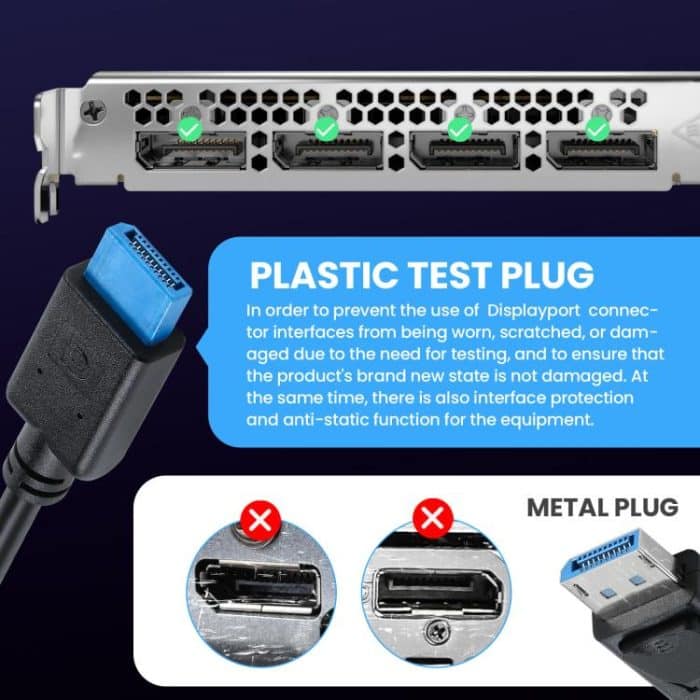 DisplayPort 8K DP1.4-Verbindungskabel (Stecker auf Buchse) zum Testen von Geräten, 0.3m, 1m – Bild 3