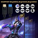 DisplayPort 8K DP1.4-Verbindungskabel (Stecker auf Buchse) zum Testen von Geräten, 0.3m, 1m – Bild 6