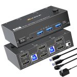 KC-KVM8202 8K 60Hz USB3.0 / HDMI 2-Port Dual-Monitor KVM-Switch, US Plug, EU Plug, UK Plug, AU Plug