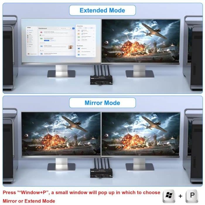 KC-KVM8202 8K 60Hz USB3.0 / HDMI 2-Port Dual-Monitor KVM-Switch, US Plug, EU Plug, UK Plug, AU Plug – Bild 4