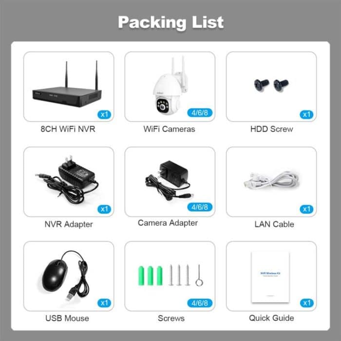 SriHome NVS001E-IPC039B 5MP 8CH HD NVR Drahtloses Kameraset, US Plug, EU Plug, AU Plug, UK Plug – Bild 13