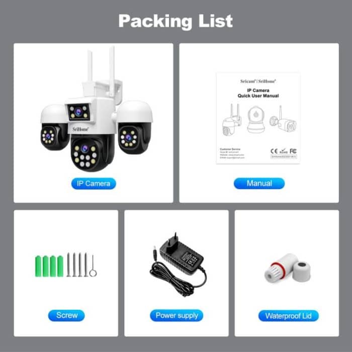 SriHome SH069 8MP 3X Digitalzoom HD-Vierobjektiv-Überwachungskamera, US Plug, EU Plug, AU Plug, UK Plug – Bild 13