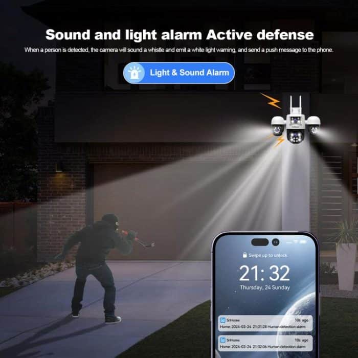 SriHome SH069 8MP 3X Digitalzoom HD-Vierobjektiv-Überwachungskamera, US Plug, EU Plug, AU Plug, UK Plug – Bild 6