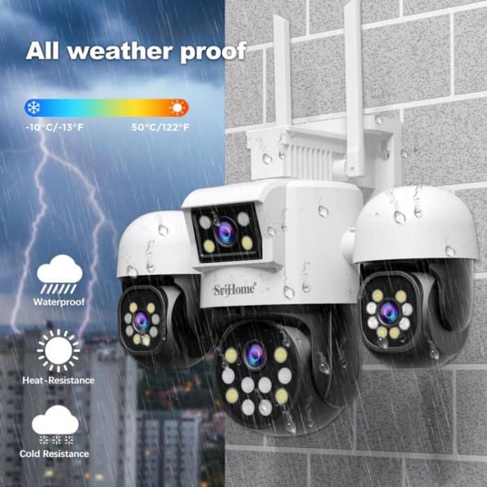SriHome SH069 8MP 3X Digitalzoom HD-Vierobjektiv-Überwachungskamera, US Plug, EU Plug, AU Plug, UK Plug – Bild 10