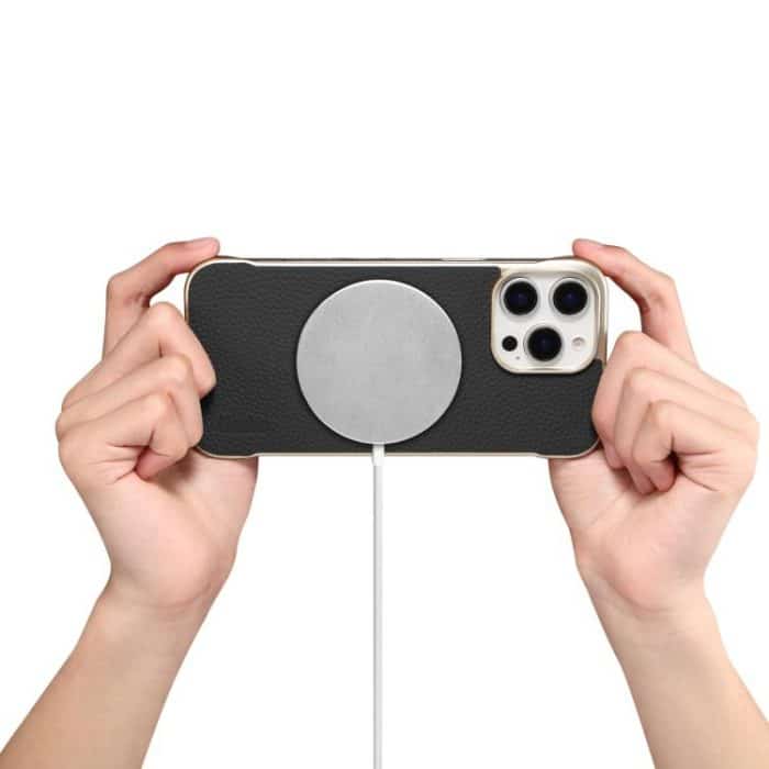 Denior A20 Genuine Leather Litchi Texture MagSafe Frameless Phone Case, For iPhone 14 / 13, For iPhone 14 Pro, For iPhone 14 Pro Max – Bild 6