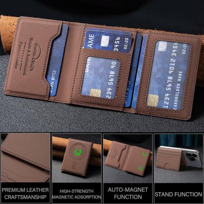 Solid Color Leather Horizontal Magnetic Wallet Card Bag Case – Bild 5