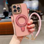 Charm Eye Electroplating Metal Holder Phone Case with Lanyard, For iPhone 16 Pro Max, For iPhone 16 Pro, For iPhone 16 Plus