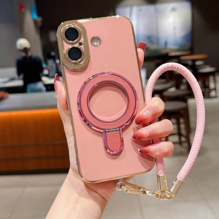 Charm Eye Electroplating Metal Holder Phone Case with Lanyard, For iPhone 16, For iPhone 15 Pro Max, For iPhone 15 Pro – Bild 1
