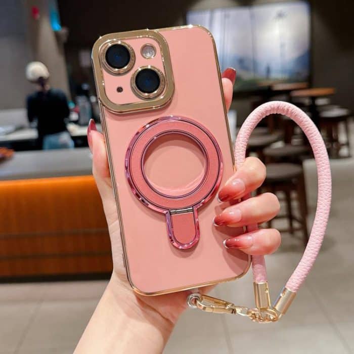 Charm Eye Electroplating Metal Holder Phone Case with Lanyard, For iPhone 15 Plus, For iPhone 15, For iPhone 14 Plus – Bild 1