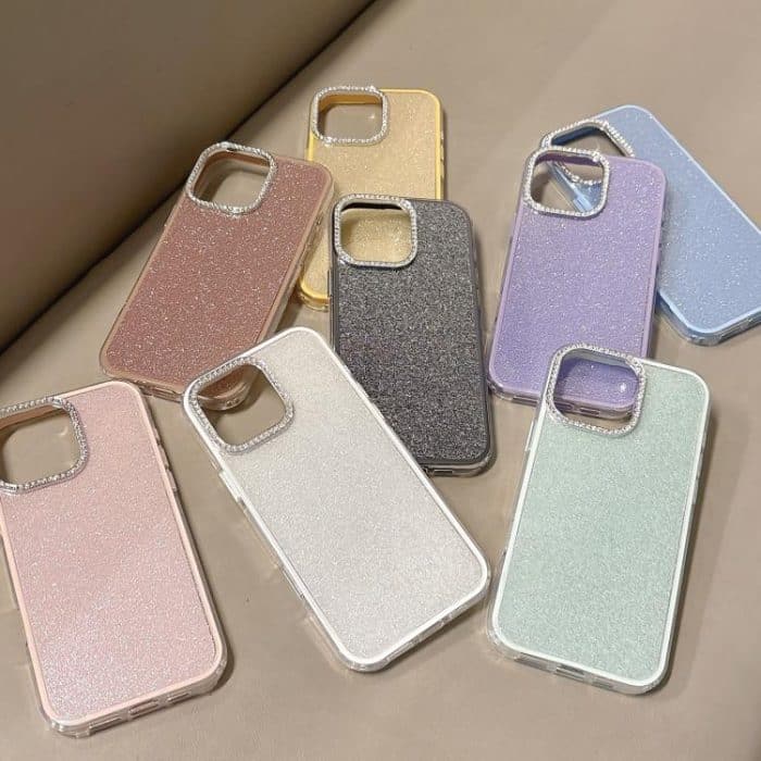 Rhinestone-Embedded Camera Frame Glitter Full Coverage Phone Case, For iPhone 15 Plus, For iPhone 15, For iPhone 14 Plus – Bild 2