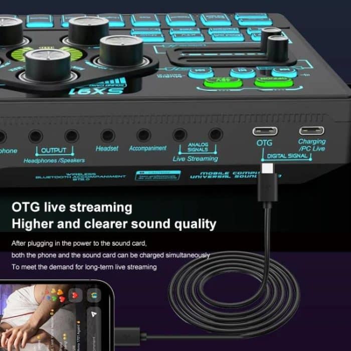 SX91 Multi-function Professional Mixer Mobile Phone Computer Live Streaming Sound Card, SX91 – Bild 9