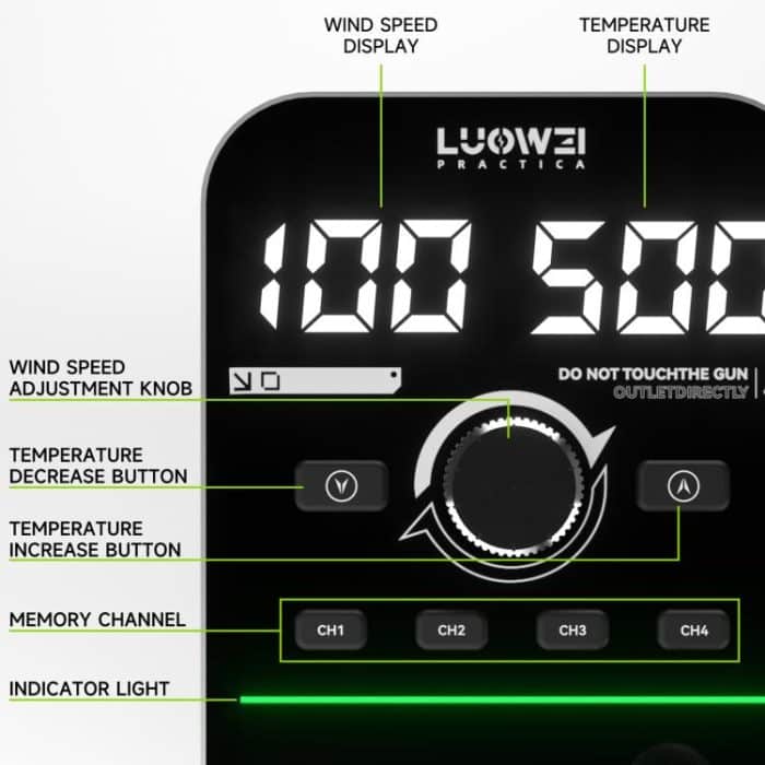 Luowei HG-01 800W Intelligent Digital Hot Air Gun BGA Desoldering Rework Station, HG-01 US Plug – Bild 3