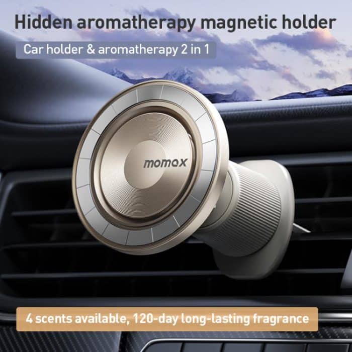 MOMAX CM35 1-Move Relaxaire Aluminum Alloy Magnetic Car Aromatherapy Holder, CM35 (Dark Grey), CM35 (Titanium Gold) – Bild 2