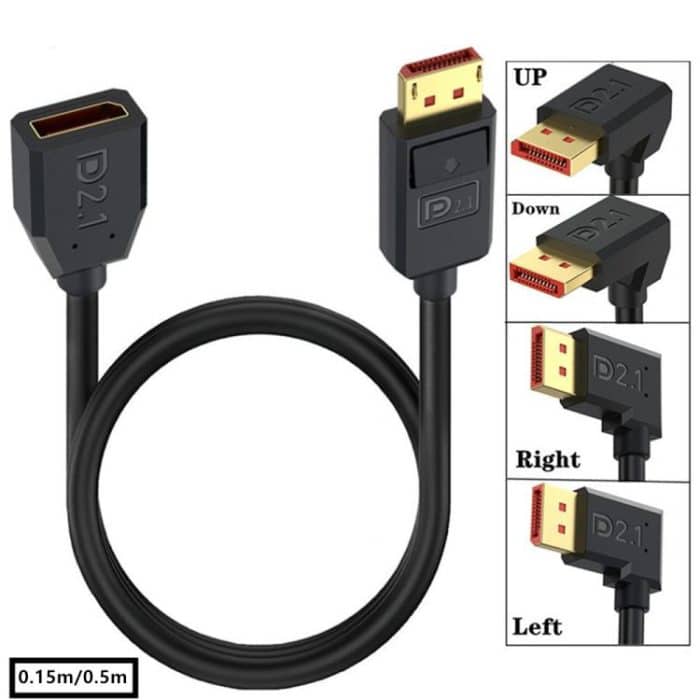 52Gbps 16K 30Hz DisplayPort Extension Adapter Cable, Length: 15cm, DP2.1 Male to DP2.1 Female Straight, DP2.1 Male to DP2.1 Female Upper Elbow, DP2.1 Male to DP2.1 Female Down Elbow, DP2.1 Male to DP2.1 Female Left Elbow... – Bild 2