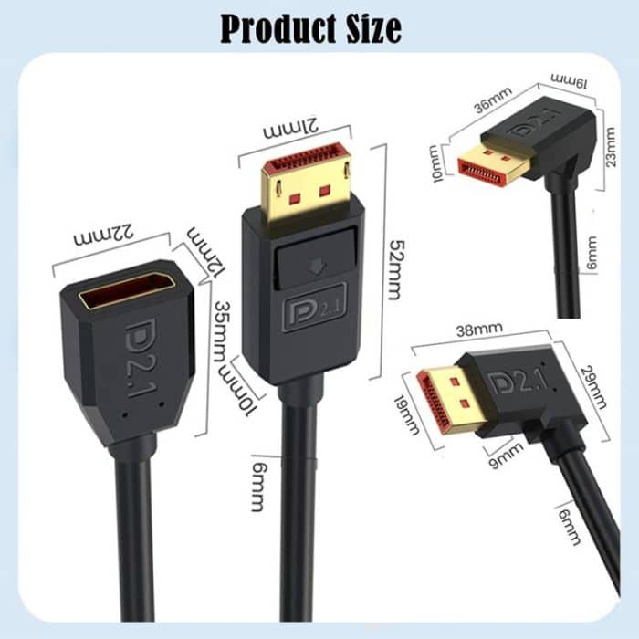 52Gbps 16K 30Hz DisplayPort Extension Adapter Cable, Length: 15cm, DP2.1 Male to DP2.1 Female Straight, DP2.1 Male to DP2.1 Female Upper Elbow, DP2.1 Male to DP2.1 Female Down Elbow, DP2.1 Male to DP2.1 Female Left Elbow... – Bild 3