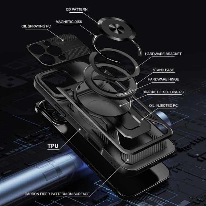 Armor Rotating Holder MagSafe Phone Case, For iPhone 16e, For iPhone 16 Pro Max, For iPhone 16 Pro, For iPhone 16 Plus – Bild 5