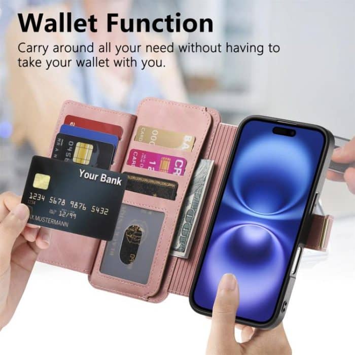 Ring Zipper Wallet RFID Blocking MagSafe Leather Phone Case, For iPhone 16 Pro Max, For iPhone 16 Pro, For iPhone 16 Plus – Bild 3